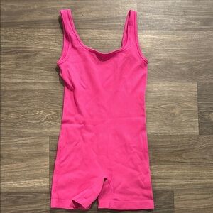 QQQ Athletic Vibrant Pink Ribbed Romper